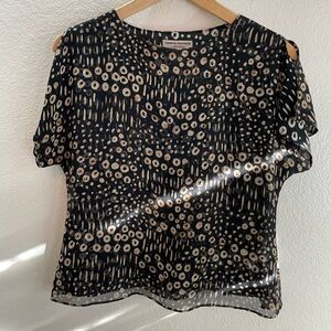 Valerie Stevens Silk Shirt Blouse Abstract Boho Size S